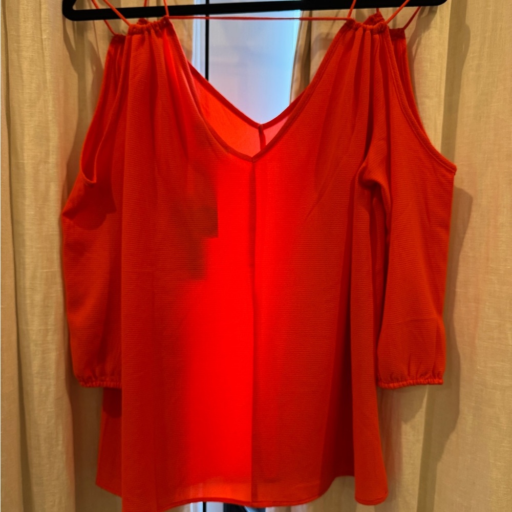 Papermoon Vibrant Orange Red Cold Shoulder Blouse